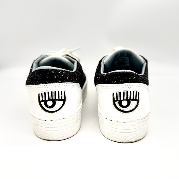 CHIARA FERRAGNI Women's Black Glitter Eye Sneakers Size 38 (US 8) - Picture 5 of 6
